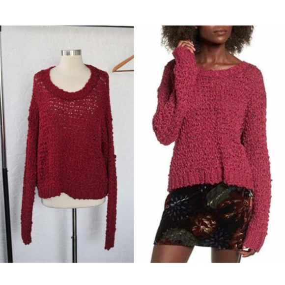 NEW Band of Gypsies Red Textured Bobble Sweater L - Picture 4 of 4